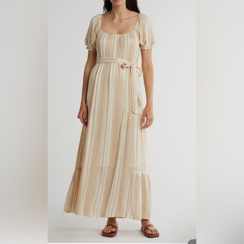 Lovestitch Cream and Brown Striped Dress